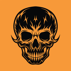 Flaming skull vector illustration art