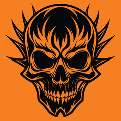 Flaming skull vector illustration art