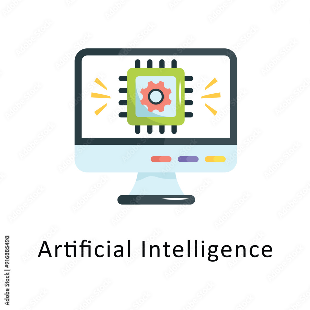 Poster artificial intelligence vector flat icon design illustration symbol on white background eps 10 file