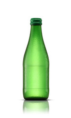 small glass bottle with mineral water