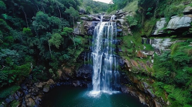 Cachoeira do Fundao Waterfall in Serra da Canastra, Brazil