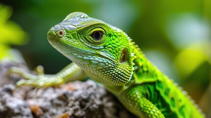 Fototapeta premium Close-Up of a Green Lizard