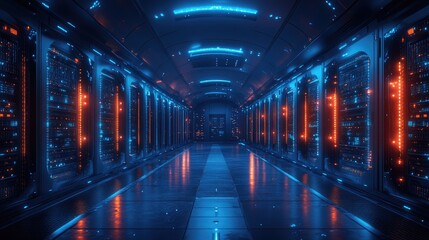Fototapeta premium Hyper-realistic depiction of a secure data center with advanced security features