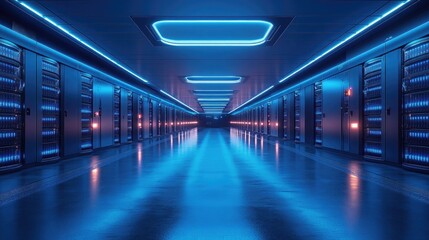 Fototapeta premium Hyper-realistic depiction of a secure data center with advanced security features