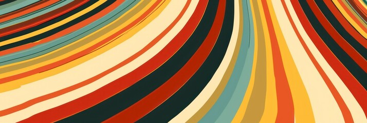 abstract retro curve stripes banner background with vivid pastel colors