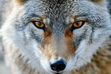 Fototapeta premium close-up portrait of a coyote with intense orange eyes