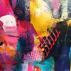 A vibrant, abstract painting with bold colors and dynamic brushstrokes, perfect for artistic design projects.