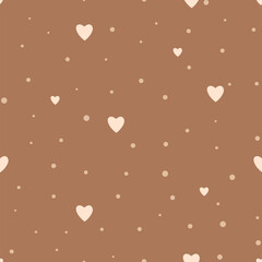 Cute heart seamless pattern in Scandinavian style. Vector Background for designs of wrapping paper, covers, fabric, textiles. greeting cards. Concept of love, valentines day