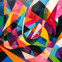 Vibrant abstract geometric painting.