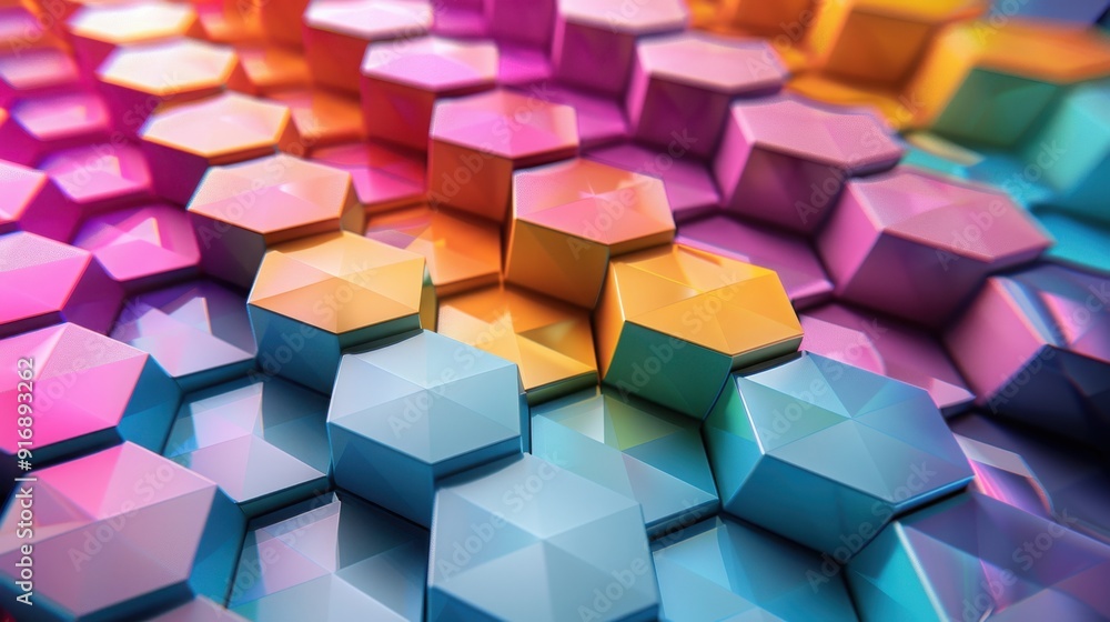 Poster colorful hexagonal shapes create a vibrant and dynamic abstract background, ideal for modern designs