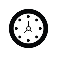 clock glyph icon with white background vector stock illustration