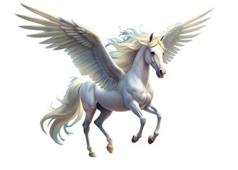 Obraz premium white unicorn with wings isolated on transparent background