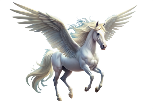 white unicorn with wings isolated on transparent background