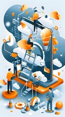 Cloud Computing and Mobile Technology Concept with Business People.