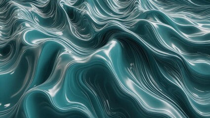 Obraz premium Fluid Translucent Waves in Teal and Cerulean Abstract Organic Texture Pattern