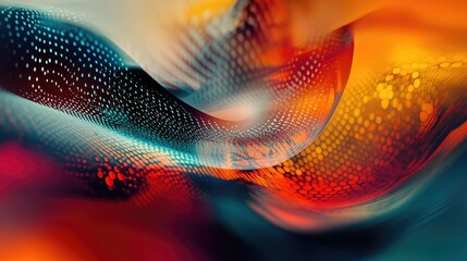 Abstract Digital Art: Colorful Wave Patterns and Light Spots in a Dynamic Flow