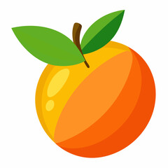 A Cartoon Illustration of an Orange Fruit with Green Leaves