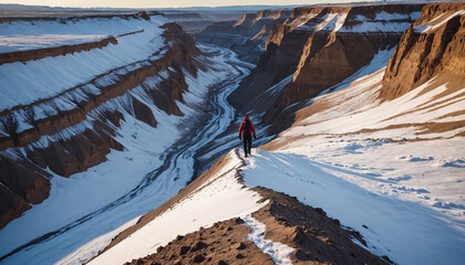 Badlands Lost in Snowy Winter: The Trailblazer's Jaunt Immersed in Landslide