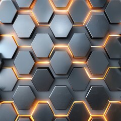 modern hexagons tile texture background with led lights behind 