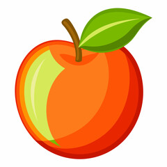A Single Red Apple with a Green Leaf