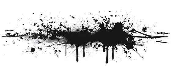 black paint splatter banner illustration on a white background