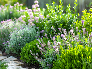 Obraz premium Herb garden with background illustration