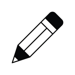 pencil glyph icon with white background vector stock illustration