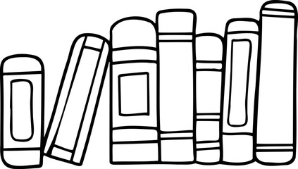 Line art hand drawn books icon illustration.