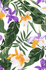 floral watercolor seamless background with modern and trendy aesthetics