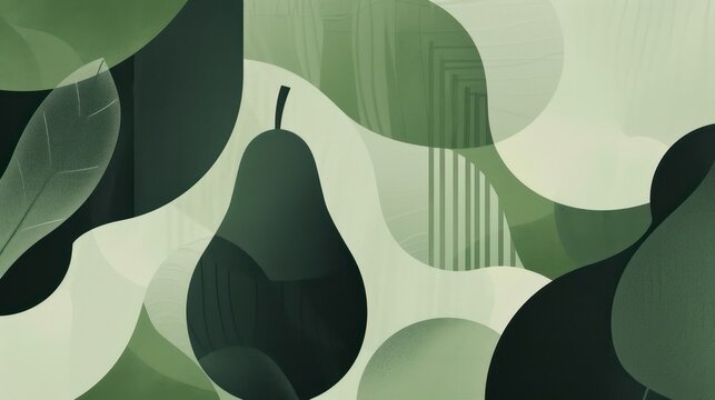 green flow illustration wallpaper background with soft organic lines and fruit inspiration graphics