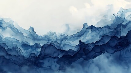 organic watercolored flow background in deep navy blue
