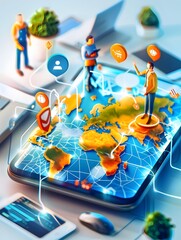 Global Network and Digital Connection.