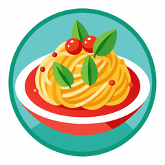 Spaghetti with Tomato Sauce, Basil, and Cherry Tomatoes in a Bowl