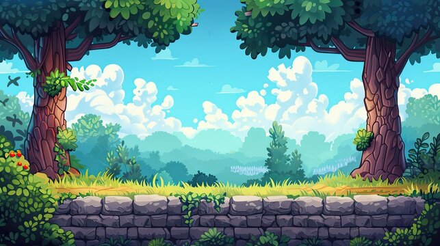 style game background image, style of flappy bird, game design, side-scrolling game background
