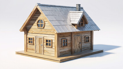 a small, wooden house with a porch, two doors,