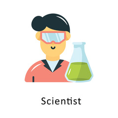 Scientist Vector Flat Icon Design illustration Symbol on White background EPS 10 File 