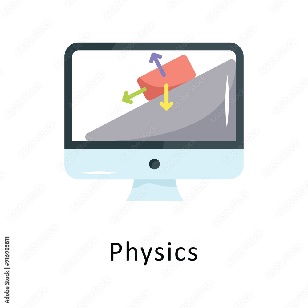 Poster physics vector flat icon design illustration symbol on white background eps 10 file