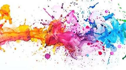 colorful ink splatters on a white background