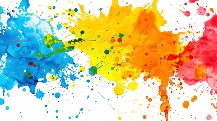 colorful ink splatters on a white background