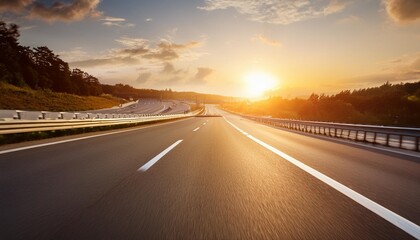 smooth drive on modern highway during sunset