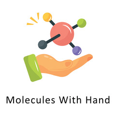 Molecules With Hand Vector Flat Icon Design illustration Symbol on White background EPS 10 File 