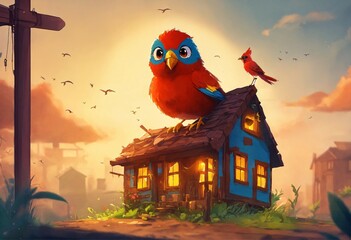Bird says, 'We worked hard to build our homes, and now we must work hard again.' The response: 'Don't worry, we'll all help you build your house.' &ndash; AI cartoon image