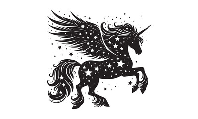 unicorn design, unicorn horse head design - black and white magical