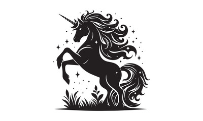 unicorn design, unicorn horse head design - black and white magical