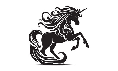 unicorn design, unicorn horse head design - black and white magical