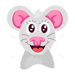 A cartoon style sticker of rat face with cute smile 

