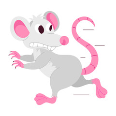 Scared rat running fast, flat style sticker  

