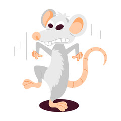 A flat style sticker of angry rat 

