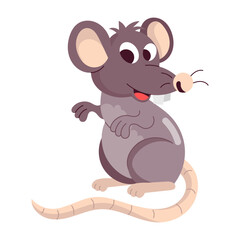 A flat sticker of rat cartoon with cute expressions 

