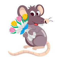 A comic style sticker of rat flowers 

